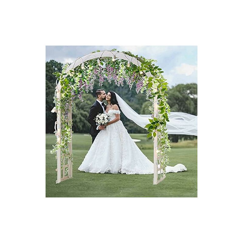 2x7FT Guirlande De Glycine Artificielle Fleur Artificielle Soie Lierre Suspendu Plante Décoration Murale Plante Décoration De Jardin (Blanc) - 5