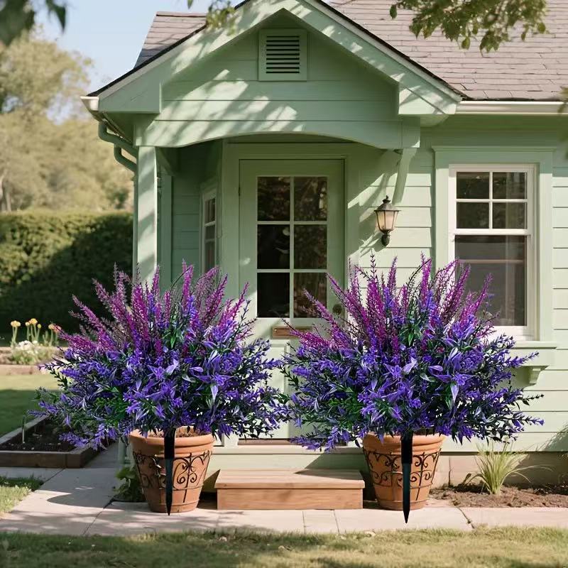 BEXTCOK 2 plants de lavande artificielle d'extérieur, plantes artificielles résistantes aux UV, plantes décoratives à planter en pleine terre - 2