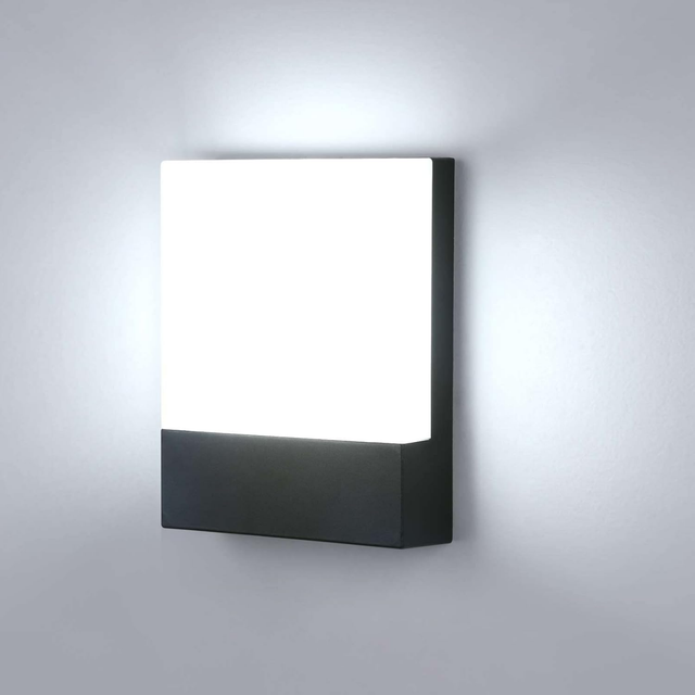 Zewnętrzna lampa ścienna LED na balkon, do ogrodu, na ulicę, do garażu i na taras – czarna (chłodna biel), 18 W, IP65, wodoodporna