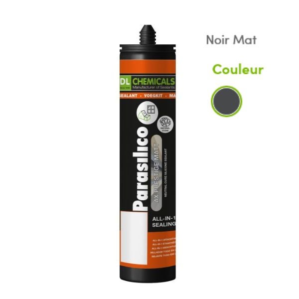 Mastic silicone prestige mat noir cart300ml - Capacite : 300ml - Modele : Cartouche - Type : Mastic - Teinte : Noir mat - DL CHEMICALS