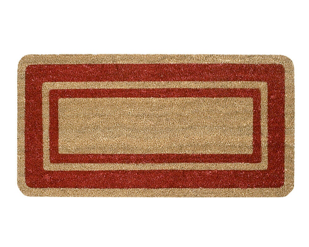 Felpudo fibra de coco 50x100 cm antideslizante entrada casa rectangular borde burdeos
