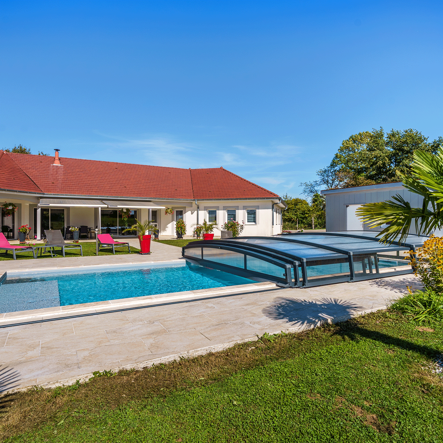 Abri piscine MONTEO 5 voûtes - 10,50 x 4,80 m - 6