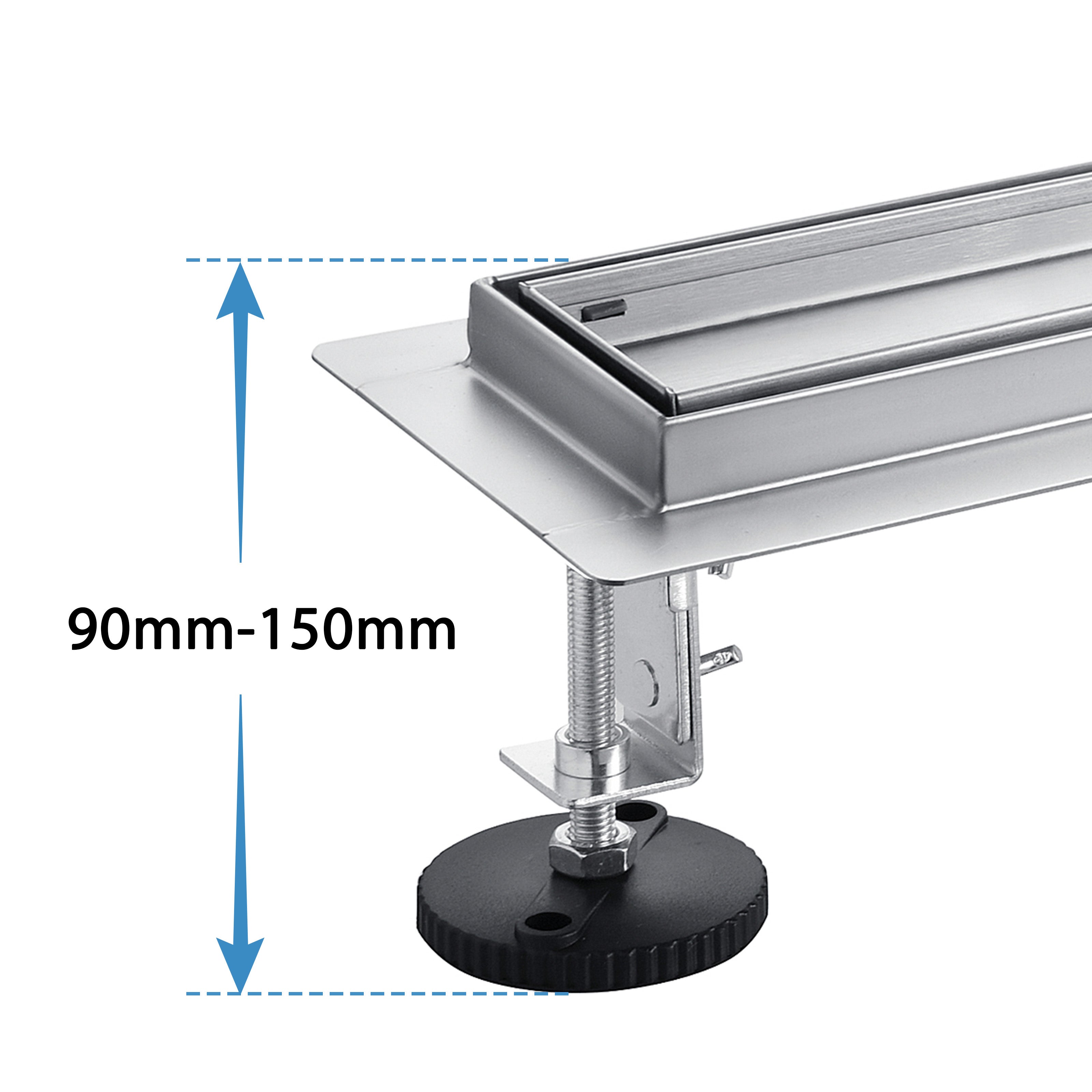 AICA caniveau de douche en acier inoxydable italien 2 en 1+siphon 360°, Siphon de drainage, réglable en hauteur avec désodorisant - 100 cm - 3
