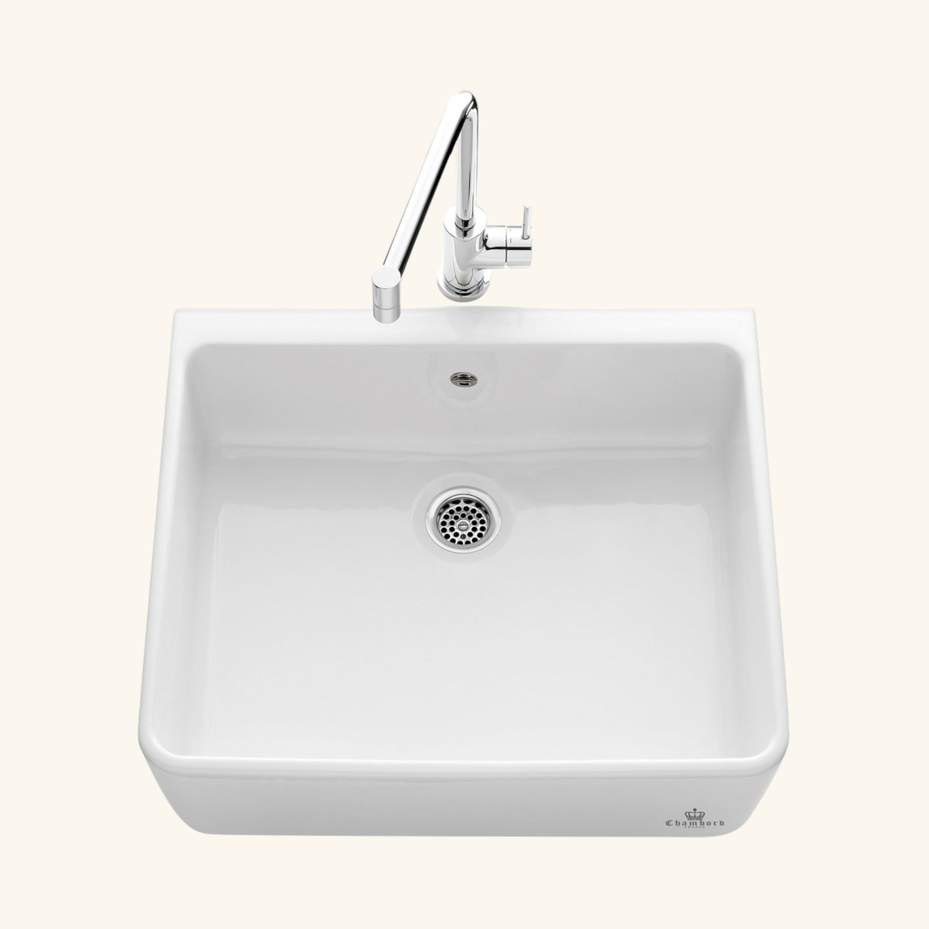 Évier timbre d'office céramique blanc EKIO I 1 bac | Leroy Merlin