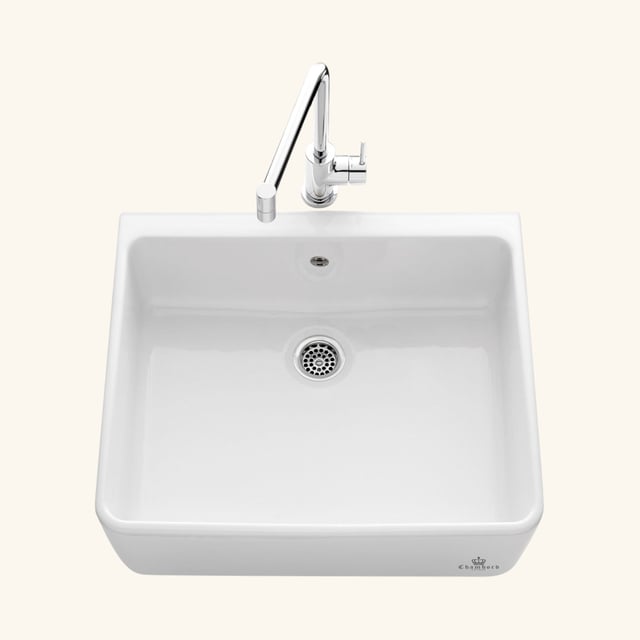 Évier timbre d'office céramique blanc EKIO I 1 bac