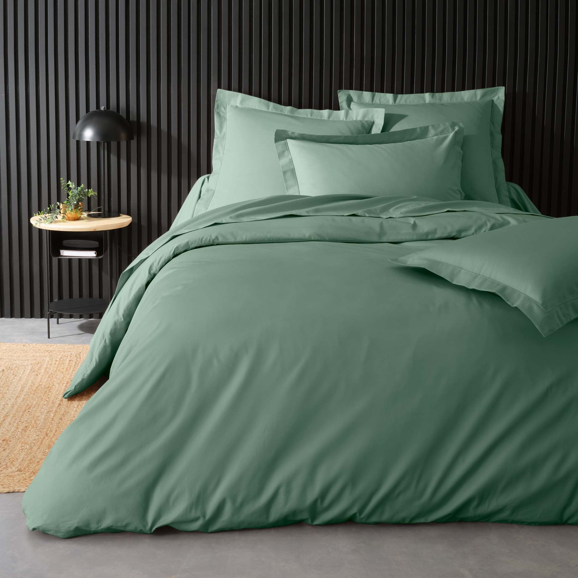 Pack parure 260 x 240 cm en percale 78 Fils + DH 160x200 cm Tilleul - 2