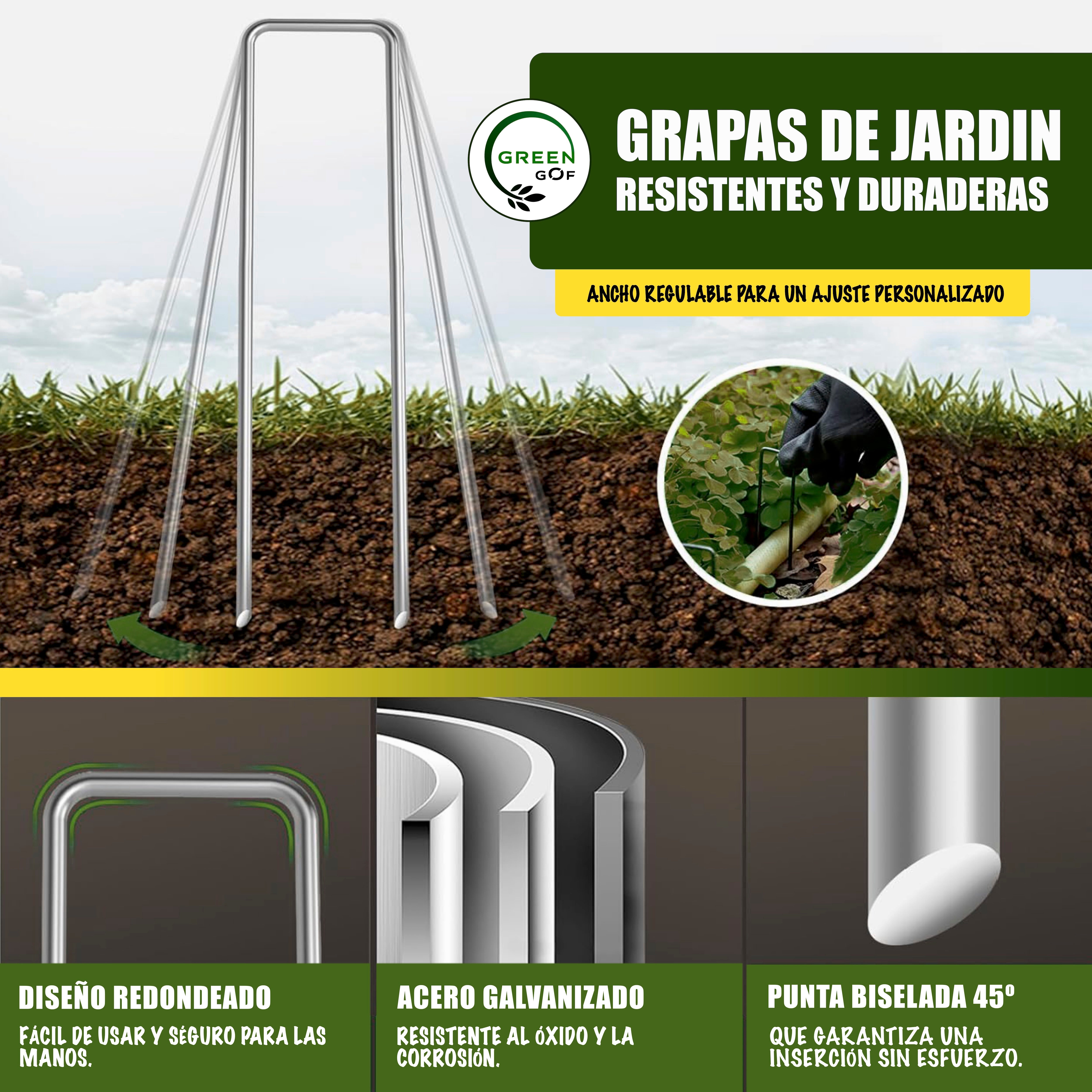 GREEN GOF 200 Grampos para Malha Anti-grama, Grama Artificial e Jardim. Aço Galvanizado, 15x4cm, Ø3mm. Ultra Resistente e Anticorrosivo. - 2