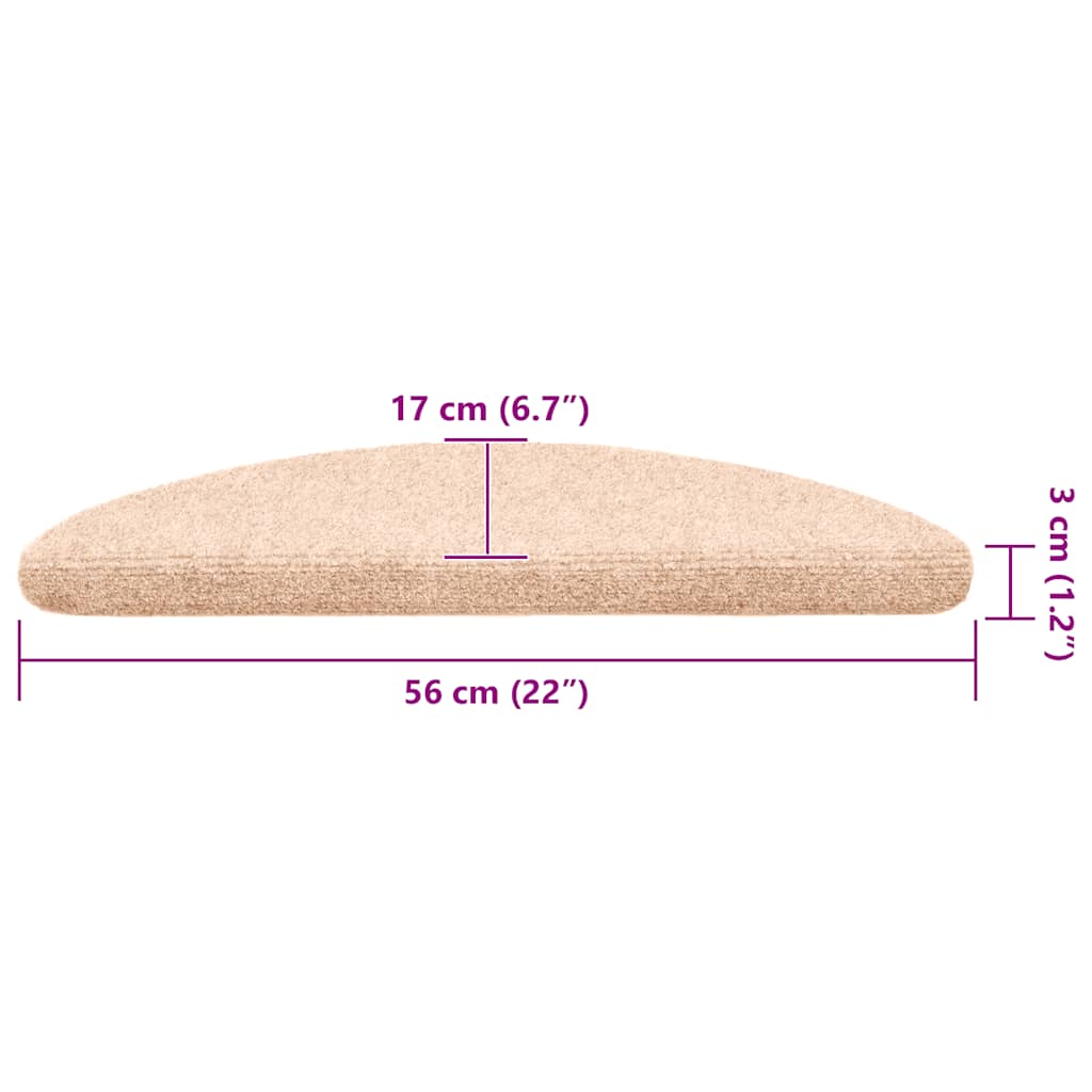 Tapis d'escalier auto-adhésifs 30 pcs | Paillasson d'escalier | Tapis de marche crème 56x17x3 cm CFW715052 - 8