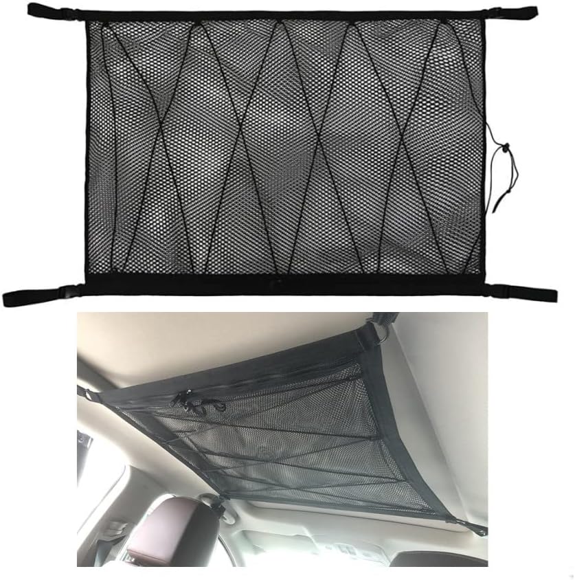 KZQ Rete Portaoggetti Per Tetto Auto, Borsa Organizer Per Auto, Borsa A Per Auto Borsa A Rete Universale Per Rete Elastica Per Interni Tetto Auto Nero 255 355 Pollici 88279251