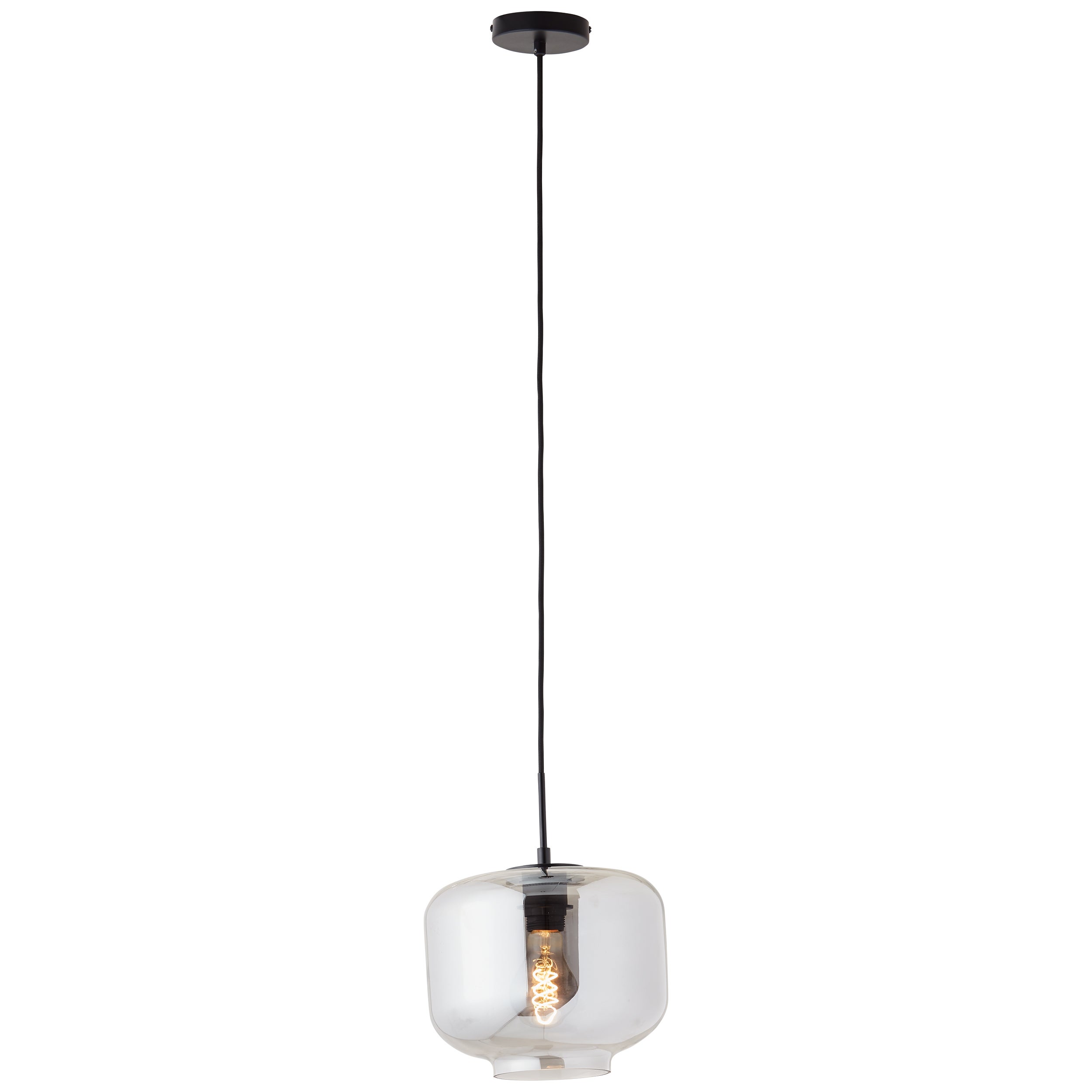 Brilliant Kleon 1-płomienna lampa wisząca czarna/dymione szkło, szkło/metal, 1x A60, E27, 40 W - 3