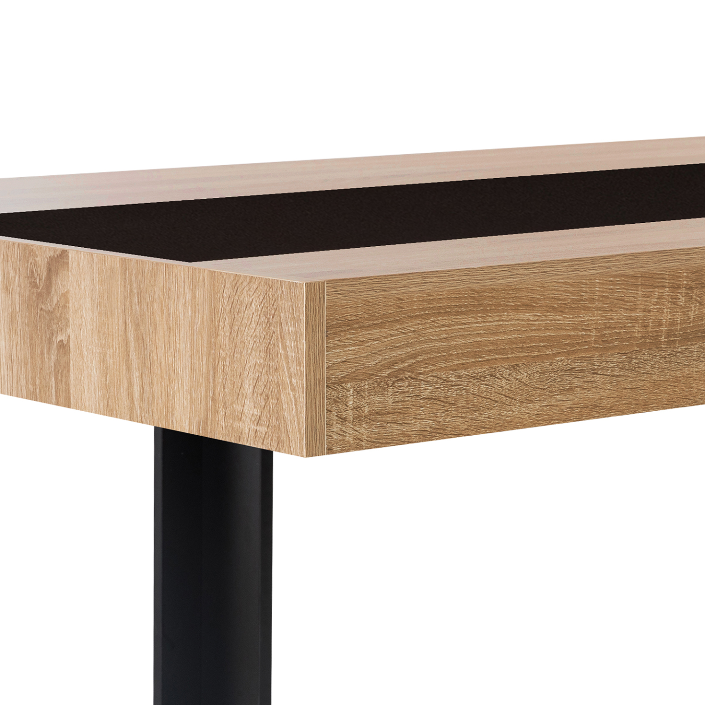 Table à manger rectangle PHOENIX 8 personnes bois et noir bande centrale noire 200 cm - 5