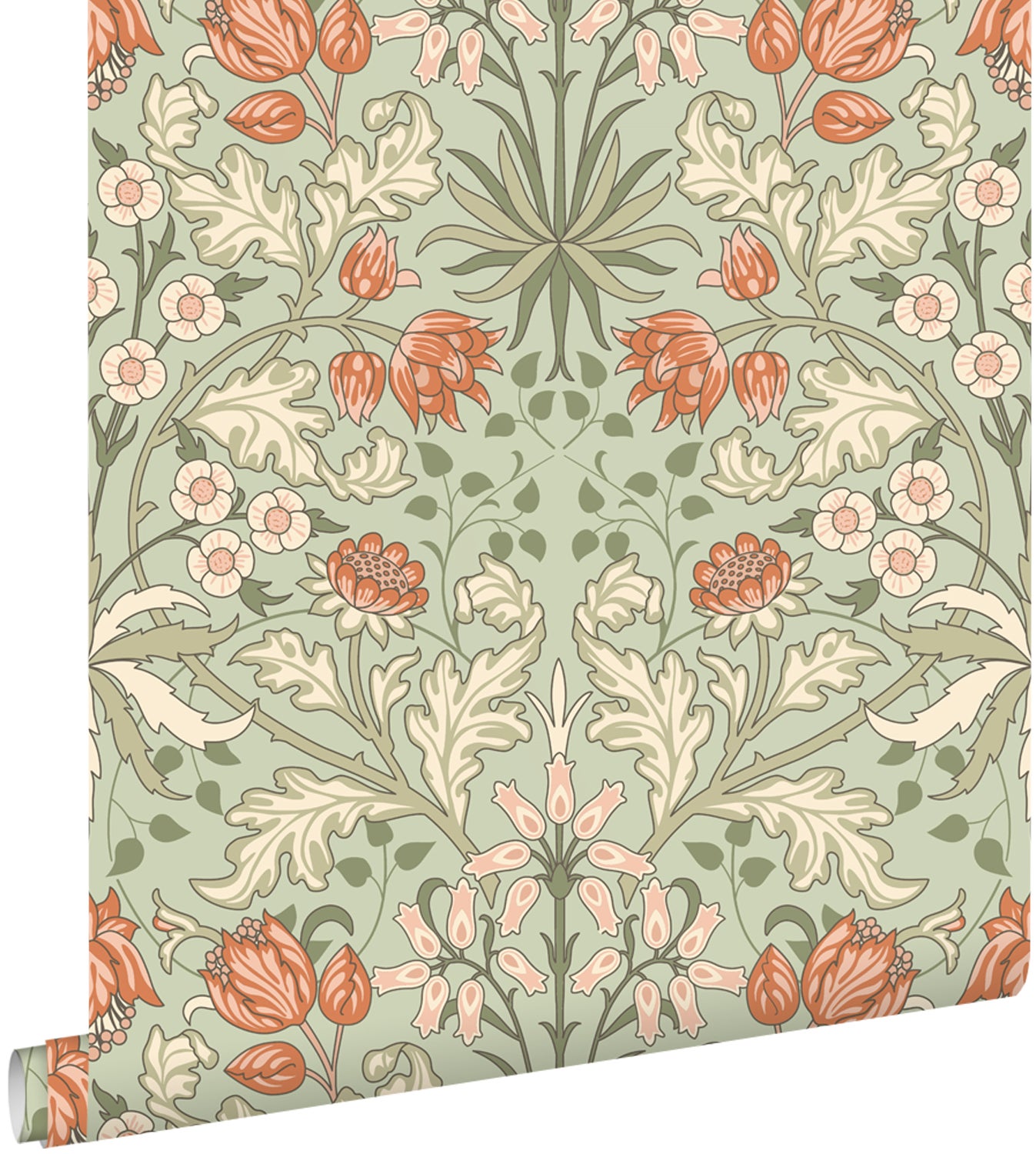 Tapeta vintage kwiaty w stylu secesyjnym zielonymIterakota - 50 x 900 cm - ESTAHOME