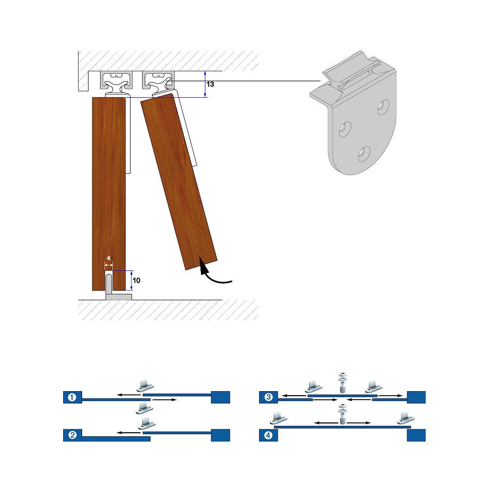Système coulissant SLID'UP 1900 pour 2 portes de placard - rail 1,5 m aluminium - 6 kg - 4
