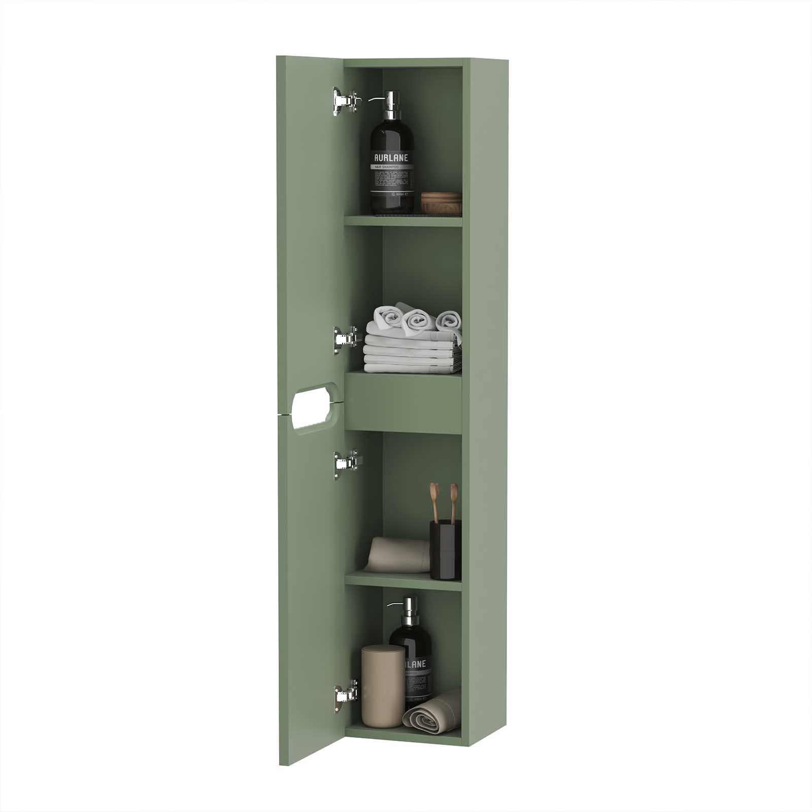 Colonne de salle de bain vert olive suspendu - Hauteur 120 cm - 2 portes - LEON - 5