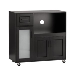 Buffet Cuisine HOCSOK Avec Multiprise Et étagères Réglables - 120 Cm, 2 Tiroirs, 4 Portes | Rangement Micro-ondes Et Espace De Travail