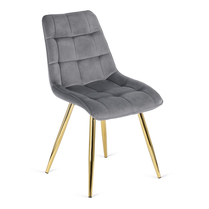 Krzesło Tapicerowane Welurowe Kuchenne Do Jadalni Kuchni Salonu Szary CARO