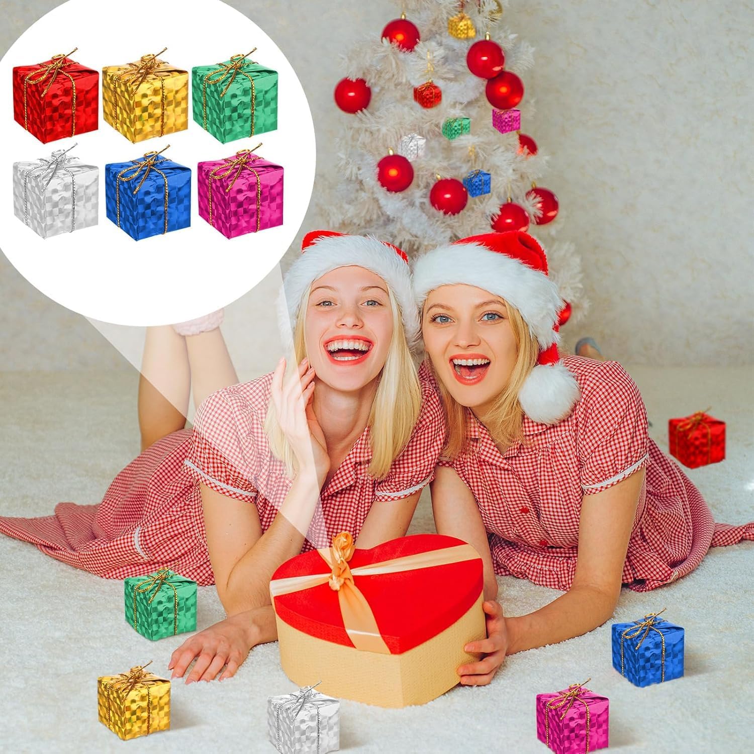24 Mini pudełka na prezenty świąteczne - ozdoby choinkowe - Mini ozdoby świąteczne - Dekoracje na prezenty świąteczne - Dekoracje świąteczne do wnętrz - 7