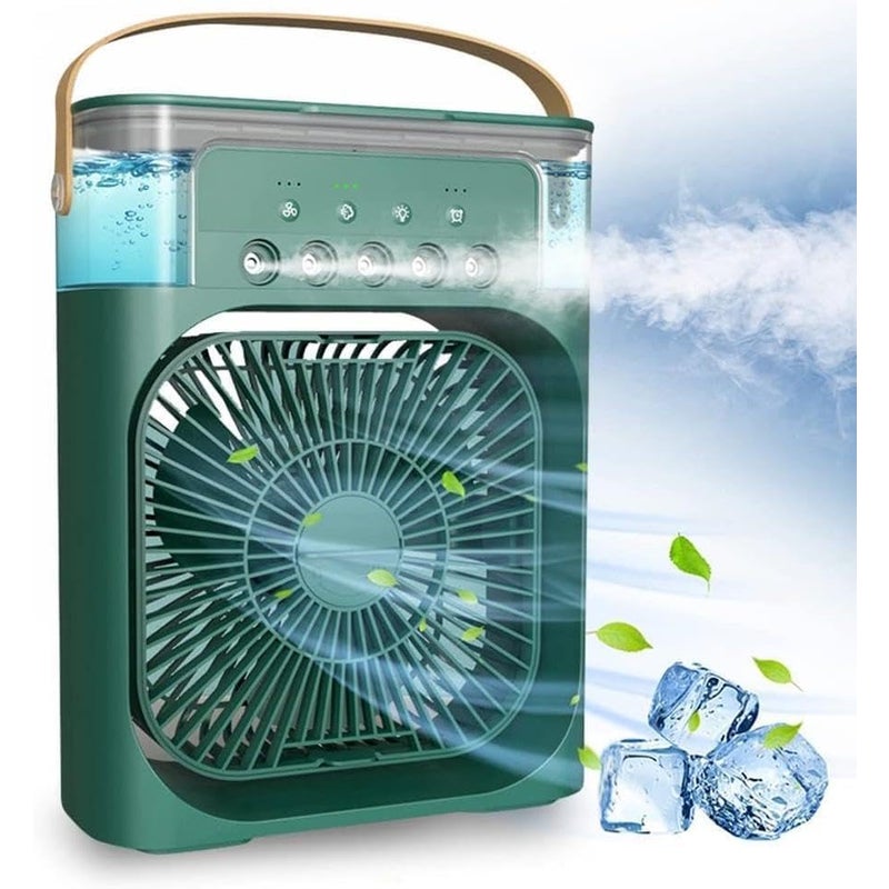 Przenośny klimatyzator, mini wentylator osobisty 4 w 1 z rozpylaczem wody i 3 prędkościami parowania (zielony)