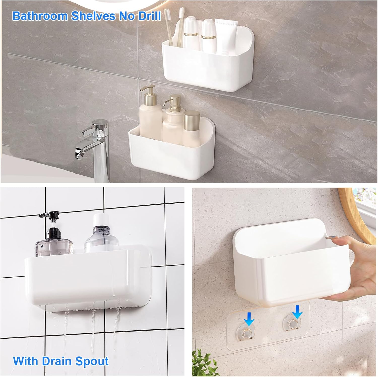 Diesisa 2 Pièces Etagere Douche Sans Percage, Porte Shampoing