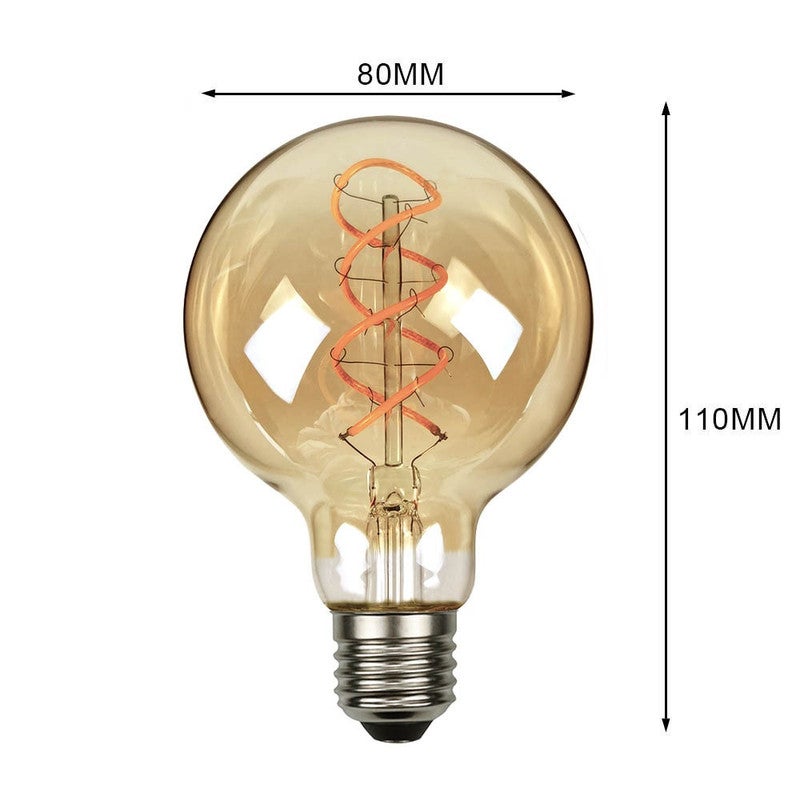 1 pièce Ampoule LED E27, or,G80 double spirale or,2300K blanc chaud 4 ...