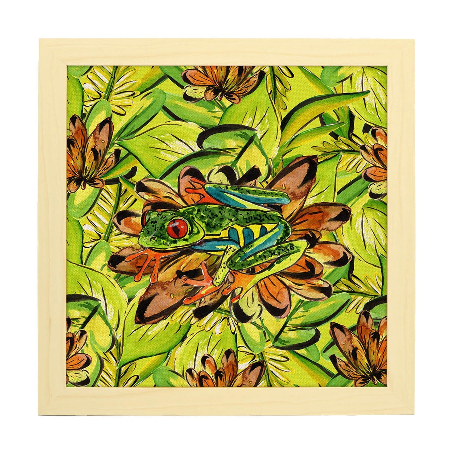 Pôster De Flor E Natureza. Lâmina Quadrada De Flor Awask, Ilustrada Com Desenhos De Cores. Sem Moldura - 2