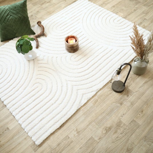 Tapis de salon en relief - Circle - Courbe crème - 120 x 170 cm - 3