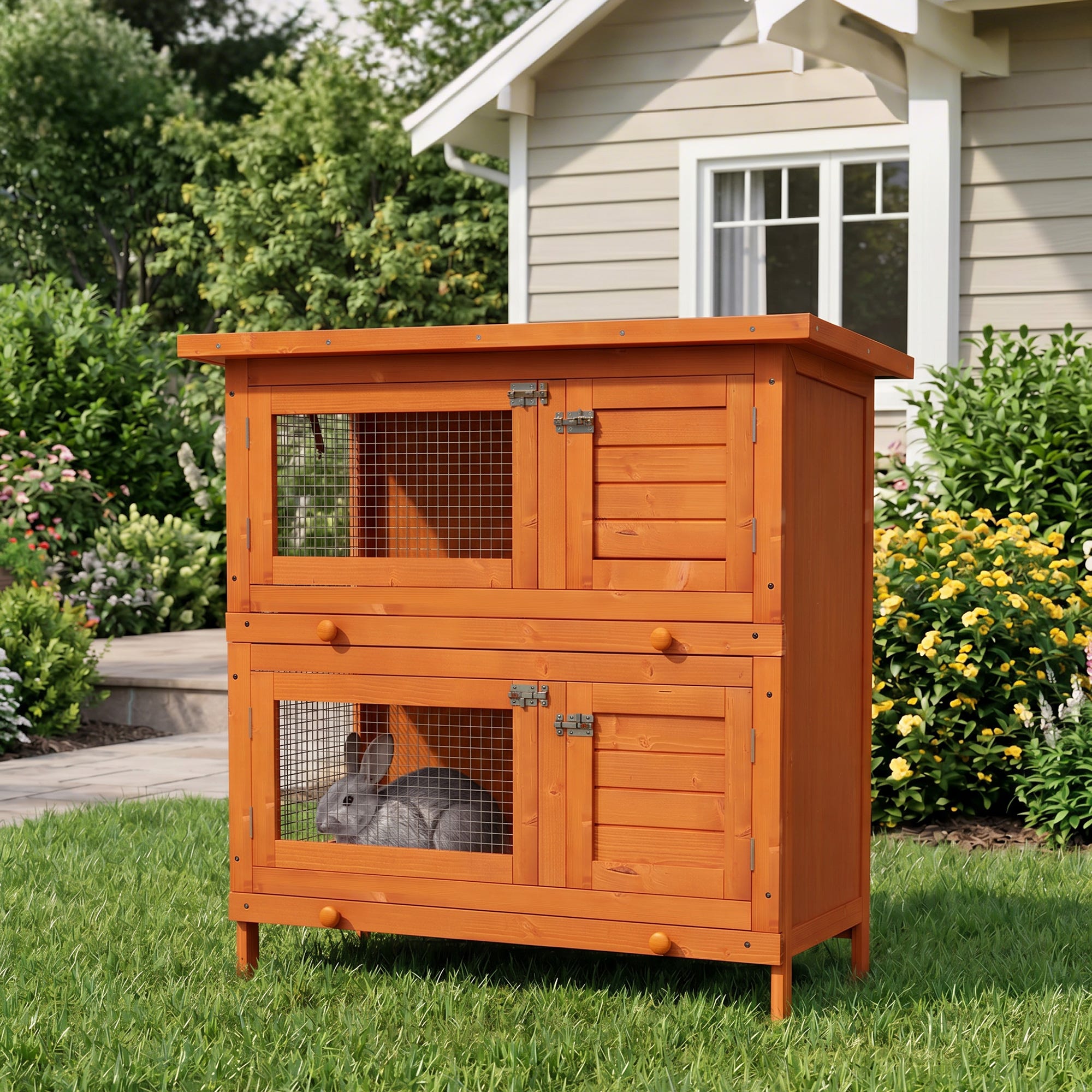 Liste Animaux Rongeurs Clapier pour petits animaux, 2 niveaux, résistant aux intempéries, en ...
