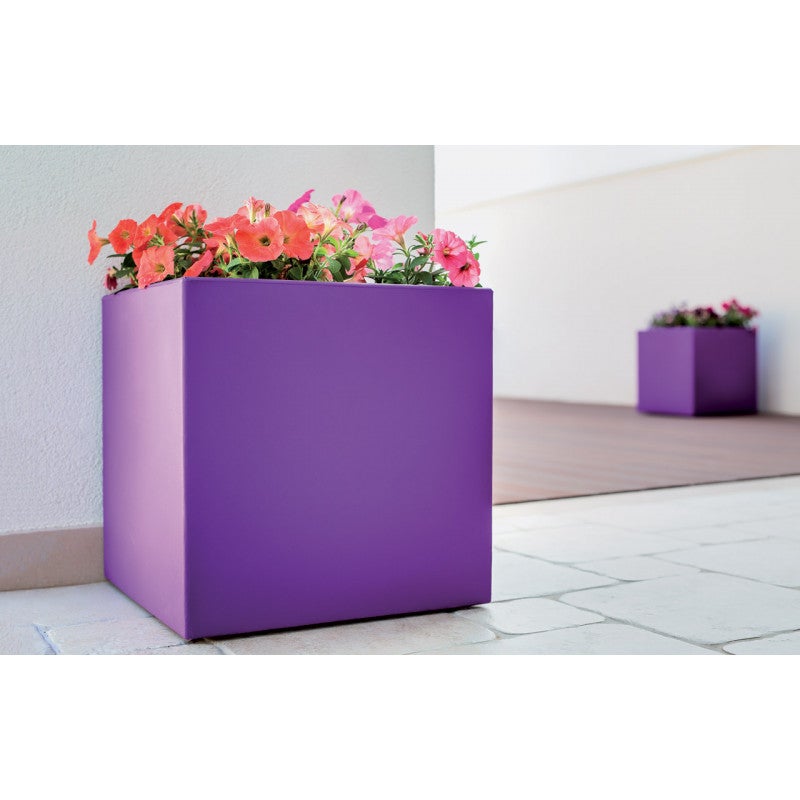 Vase design moderne 40x40 H40 en polymère gris résistant pour intérieur et extérieur - Fabriqué en Italie - Monacis - 9
