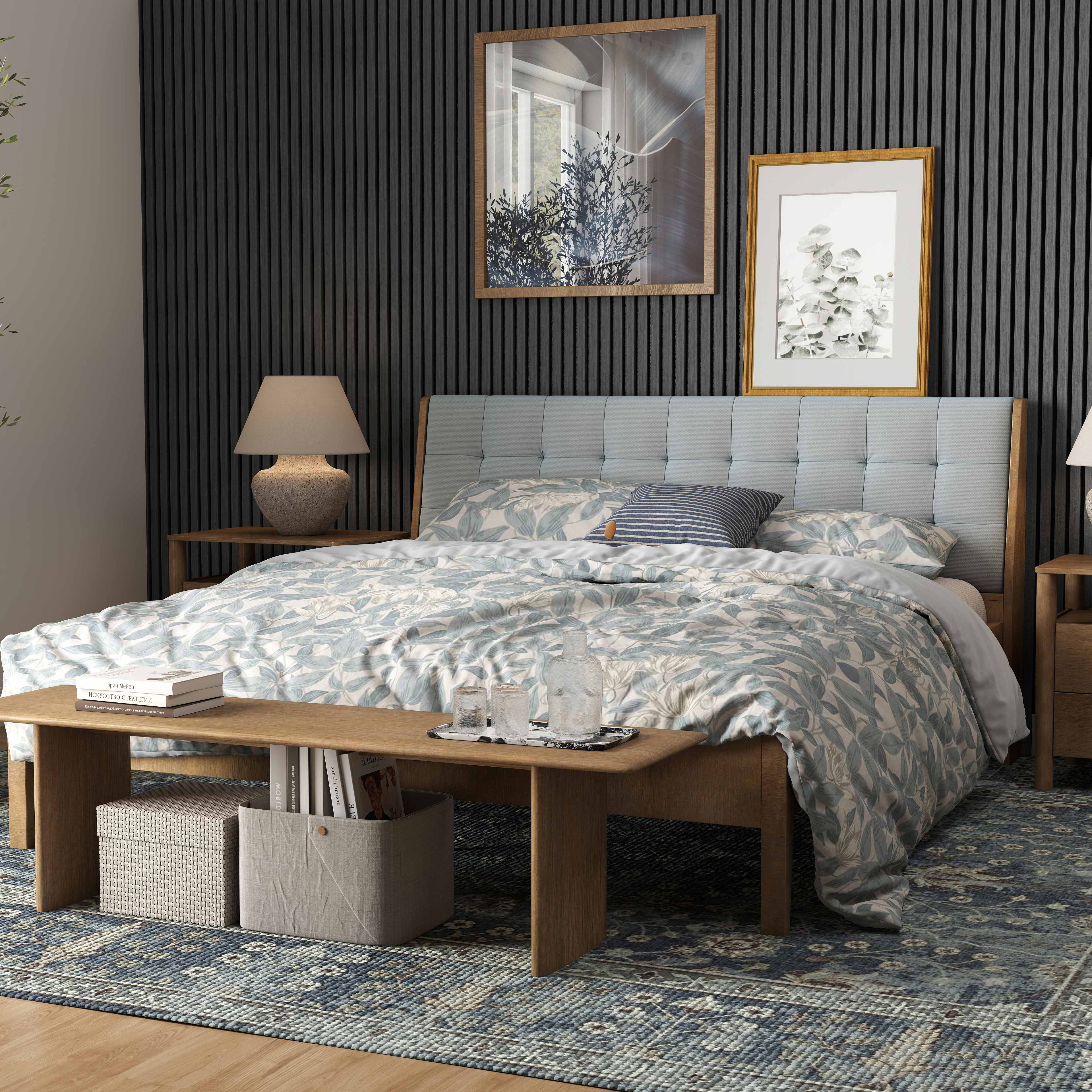 Lot de 2 Panneaux Muraux Décoratifs Acoustiques Bois MDF 240x60cm Chêne gris AntiBruit, Facile à Poser - 2