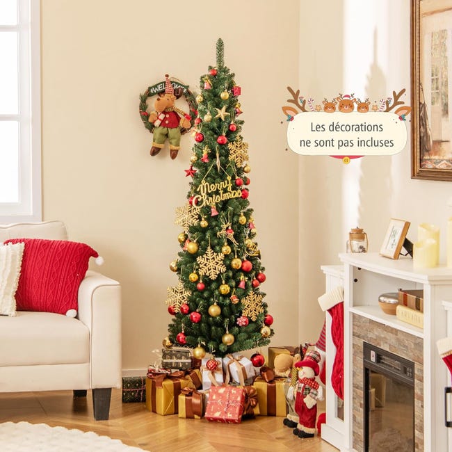 Albero di Natale artificiale sottile preilluminato da 210 cm, albero di Natale in 2 pezzi, con supporto in metallo, aghi di pino, 403 rami, 150 luci L | Leroy Merlin Albero di Natale artificiale sottile preilluminato da 210 cm, albero di Natale in 2 pezzi, con supporto in metallo, aghi di pino, 403 rami, 150 luci L | Leroy Merlin