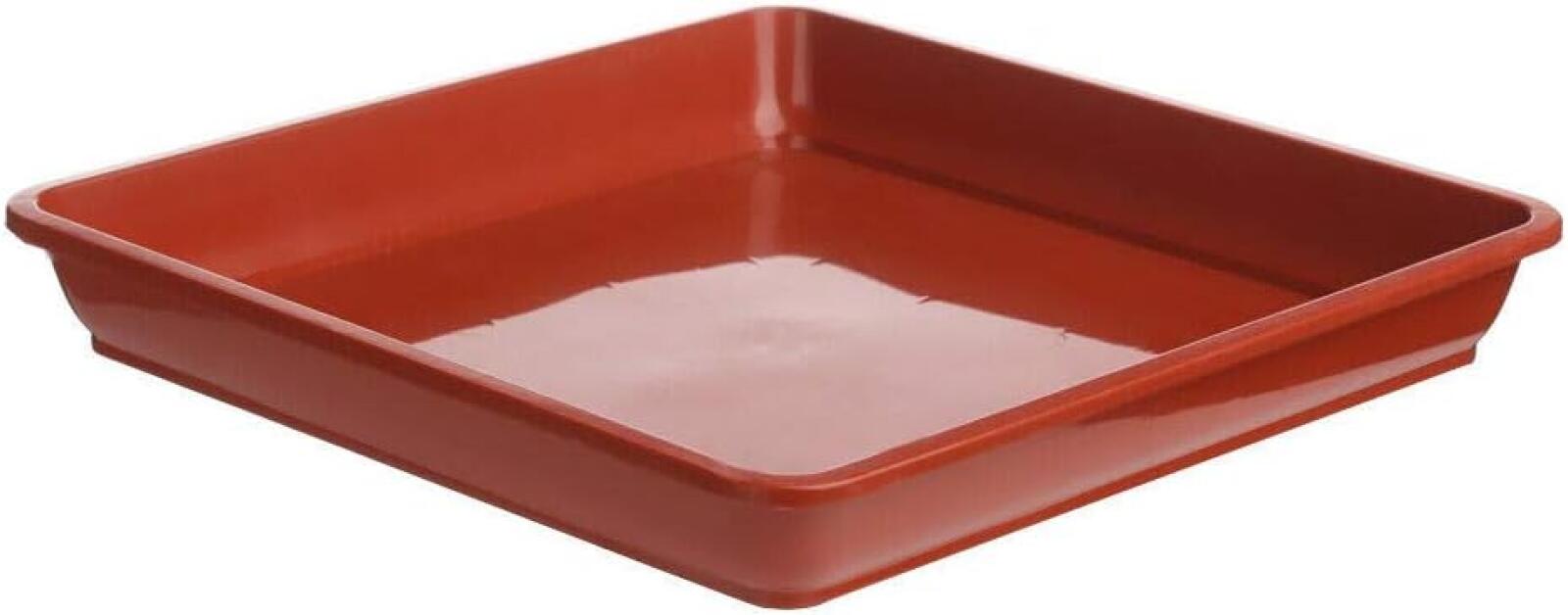 Ceglanoczerwona plastikowa doniczka 22*22 cm, kwadratowa, z tacką ociekową, odpowiednia do użytku wewnątrz i na zewnątrz, 2 sztuki