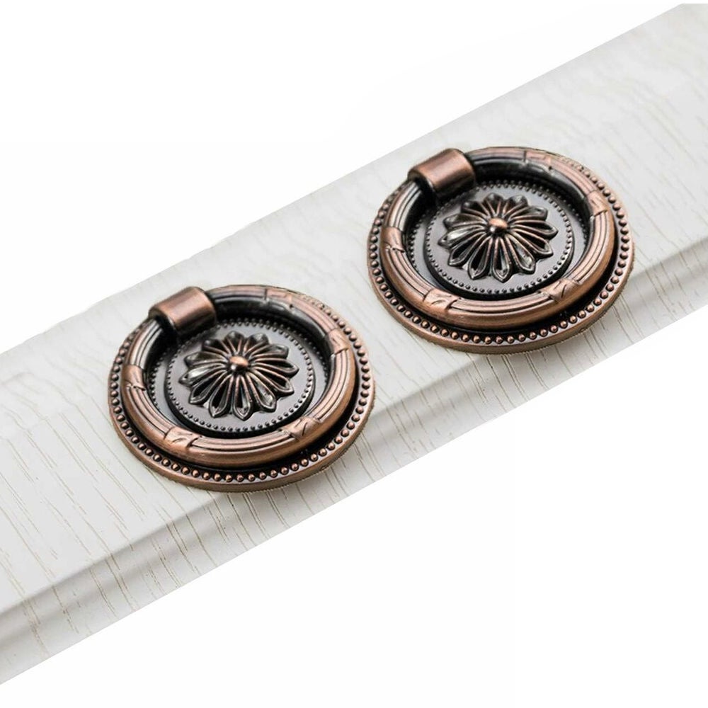 (2 ensembles, rouge cuivré) Poignées annulaires, boutons ronds ...