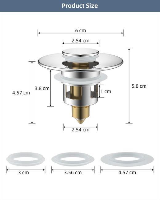 Tappo pop-up universale 34-40 mm, set da 2 - Filtro anti-intasamento, perfetto per lavelli da cucina e vasche da bagno | Leroy Merlin Tappo pop-up universale 34-40 mm, set da 2 - Filtro anti-intasamento, perfetto per lavelli da cucina e vasche da bagno | Leroy Merlin
