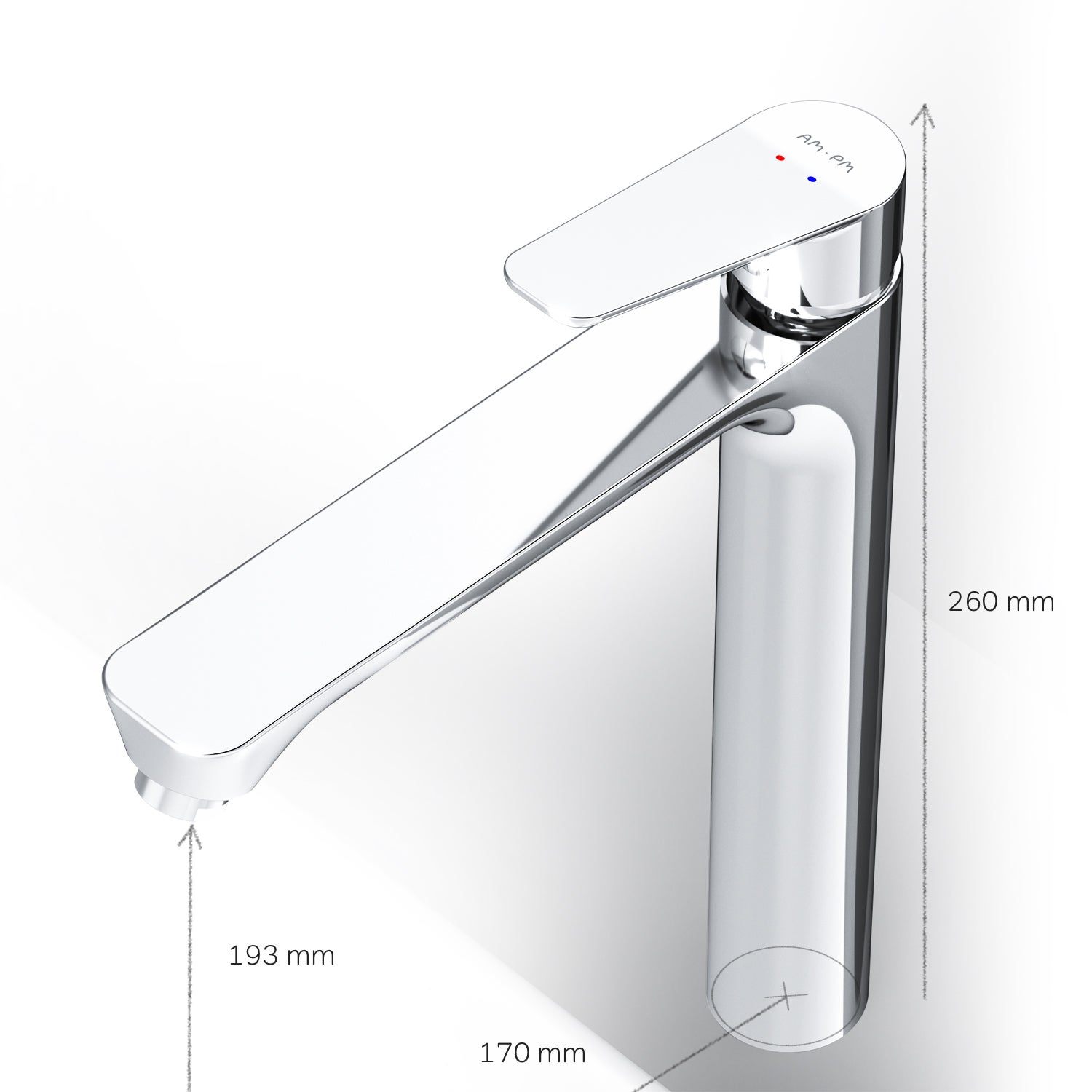 Mitigeur de lavabo, Robinet de Lavabo, avec bonde clic clac, Robinet de lave-mains, Chromé, taille L, FTA92200 AM.PM - 9