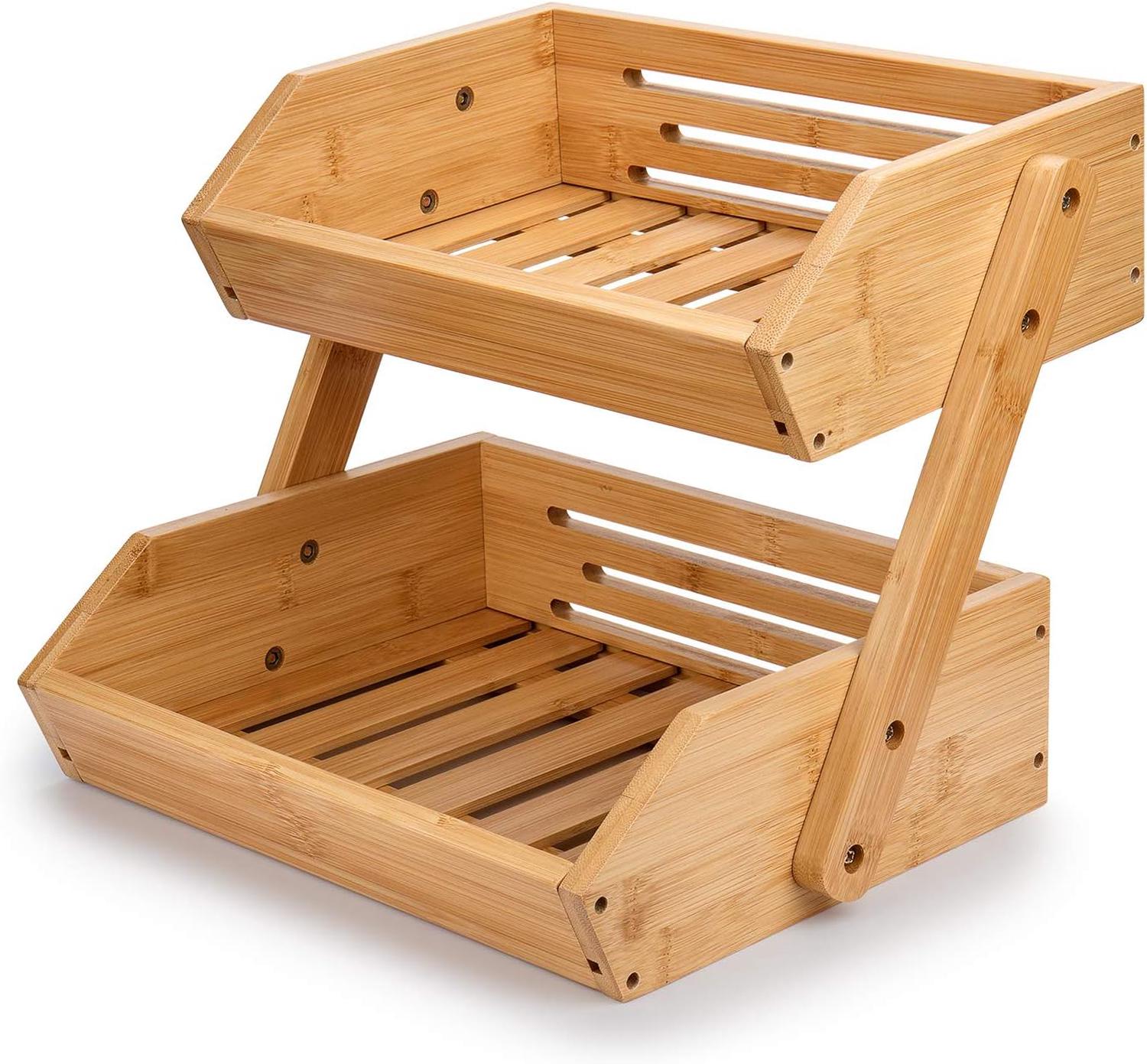 Support De Corbeille à Fruits En Bambou 3 Niveaux Support Pour Le Rangement Des Légumes, Du Pain Dans Cuisine Naturel 99183624