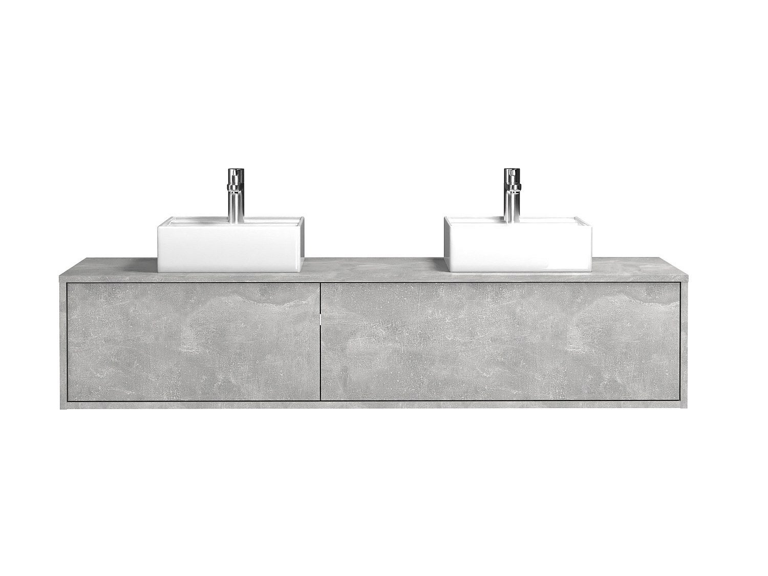 Szafka łazienkowa wisząca szara z dwoma umywalkami - szer. 150 cm - ISAURE II