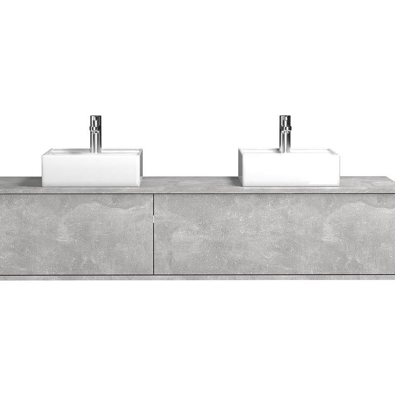 Szafka łazienkowa wisząca szara z dwoma umywalkami - szer. 150 cm - ISAURE II