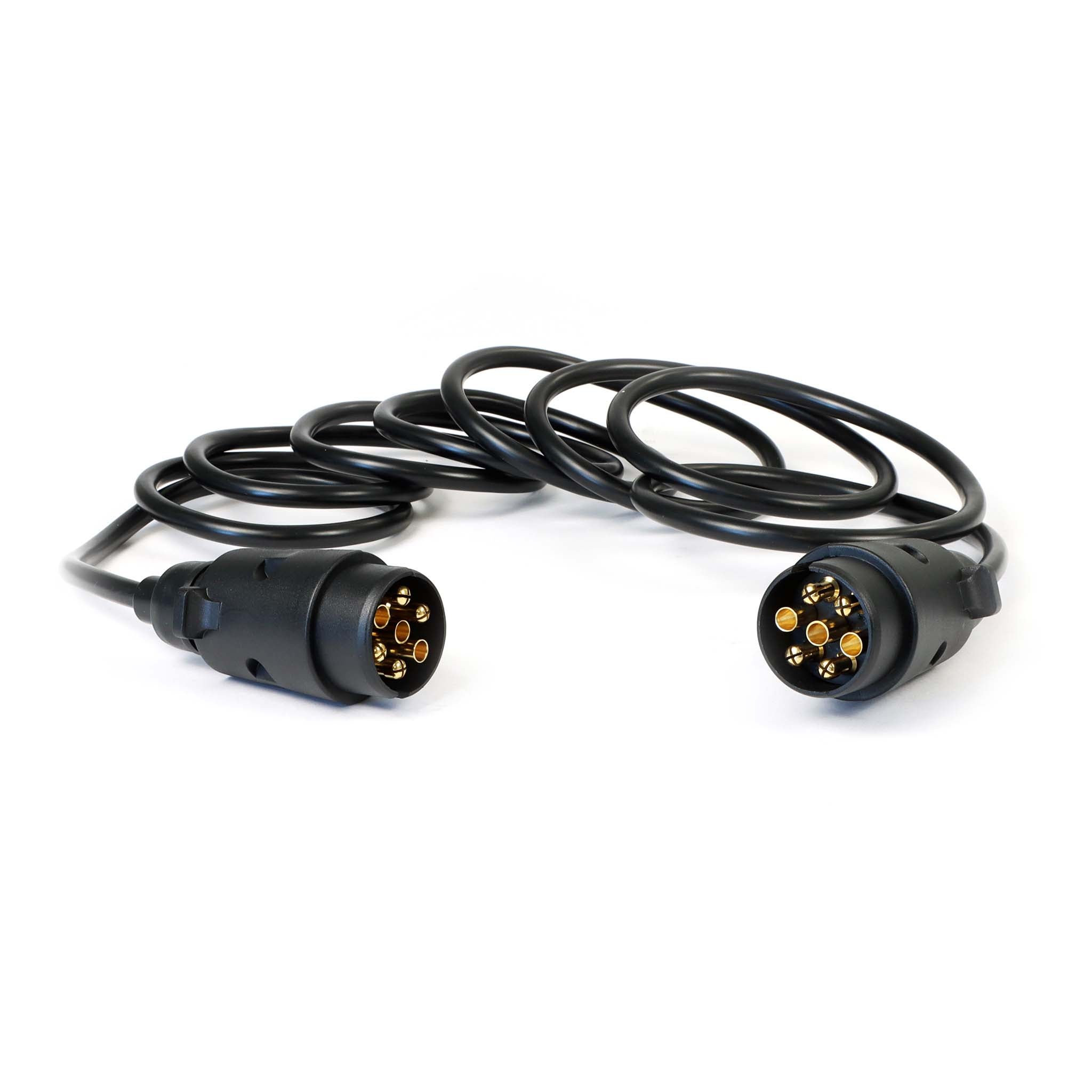 Câble de rallonge électrique – 3 m – 2 fiches – 7 broches – Feux de camping car et remorque – Feu arrière, clignotants, Wiltec - 8