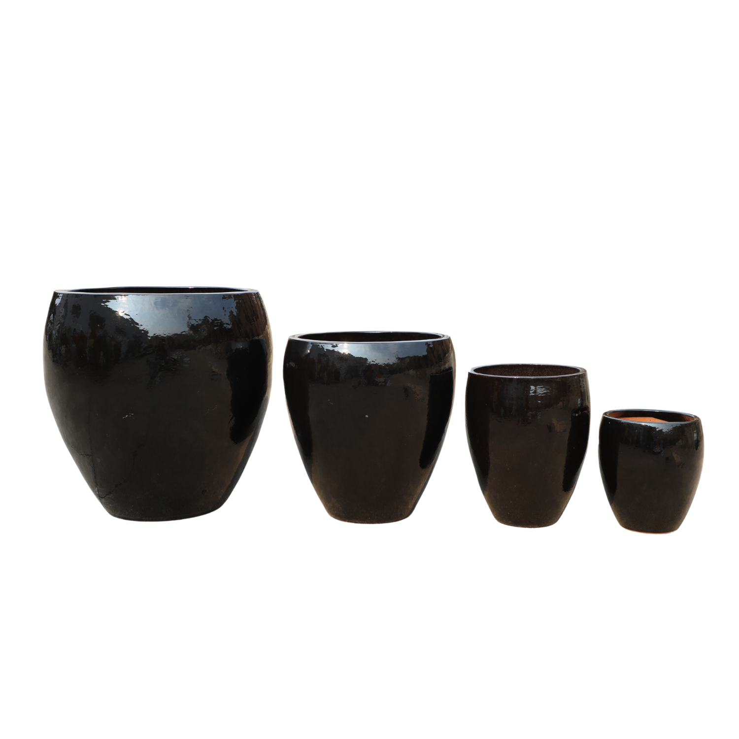 Pot grande taille d'extérieur LAFONTAINE 23x35cm noir, fait main en terre cuite émaillée, résistant au gel - 4