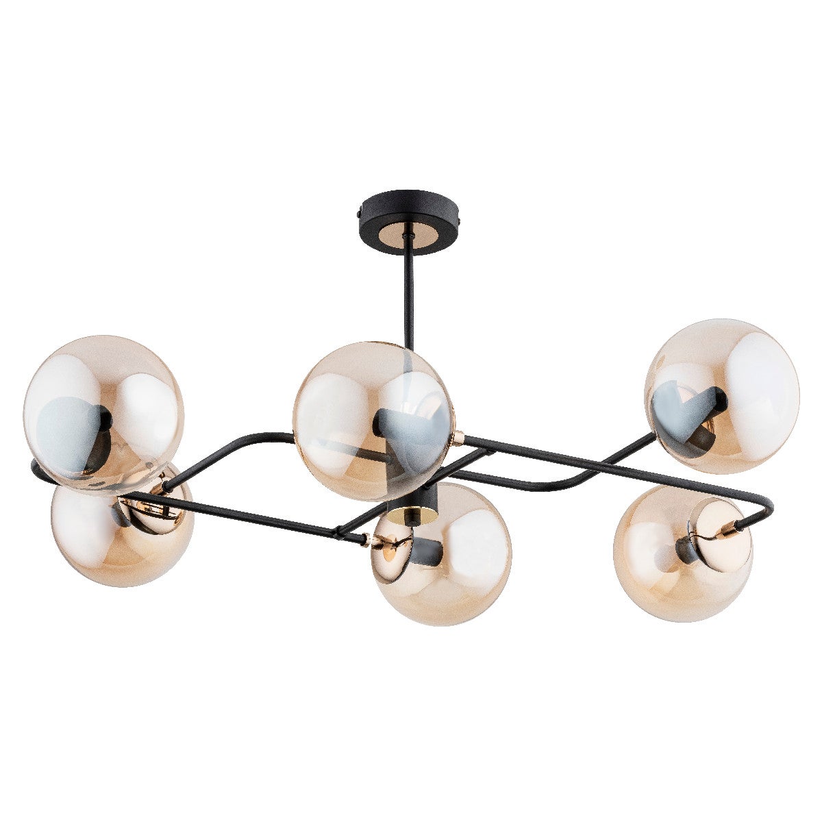 Lampa wisząca LENTUS czarno-złota-bursztynowy 6 x E14 x 10W wym: 37,5 x 88 x 62 cm Alfa