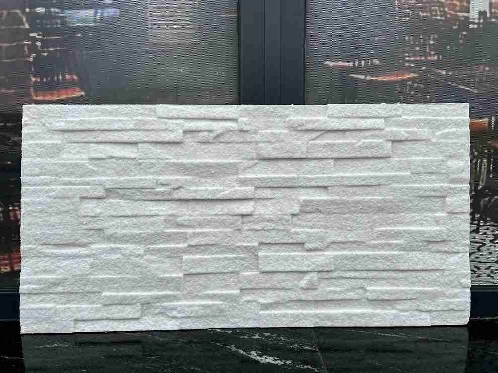 Painel Decorativo de Parede 3D Isolante/Anti-humidade Efeito Laje Fina Branco - XPS Poliestireno - 100x50x2 cm (0.5 m2) - 3