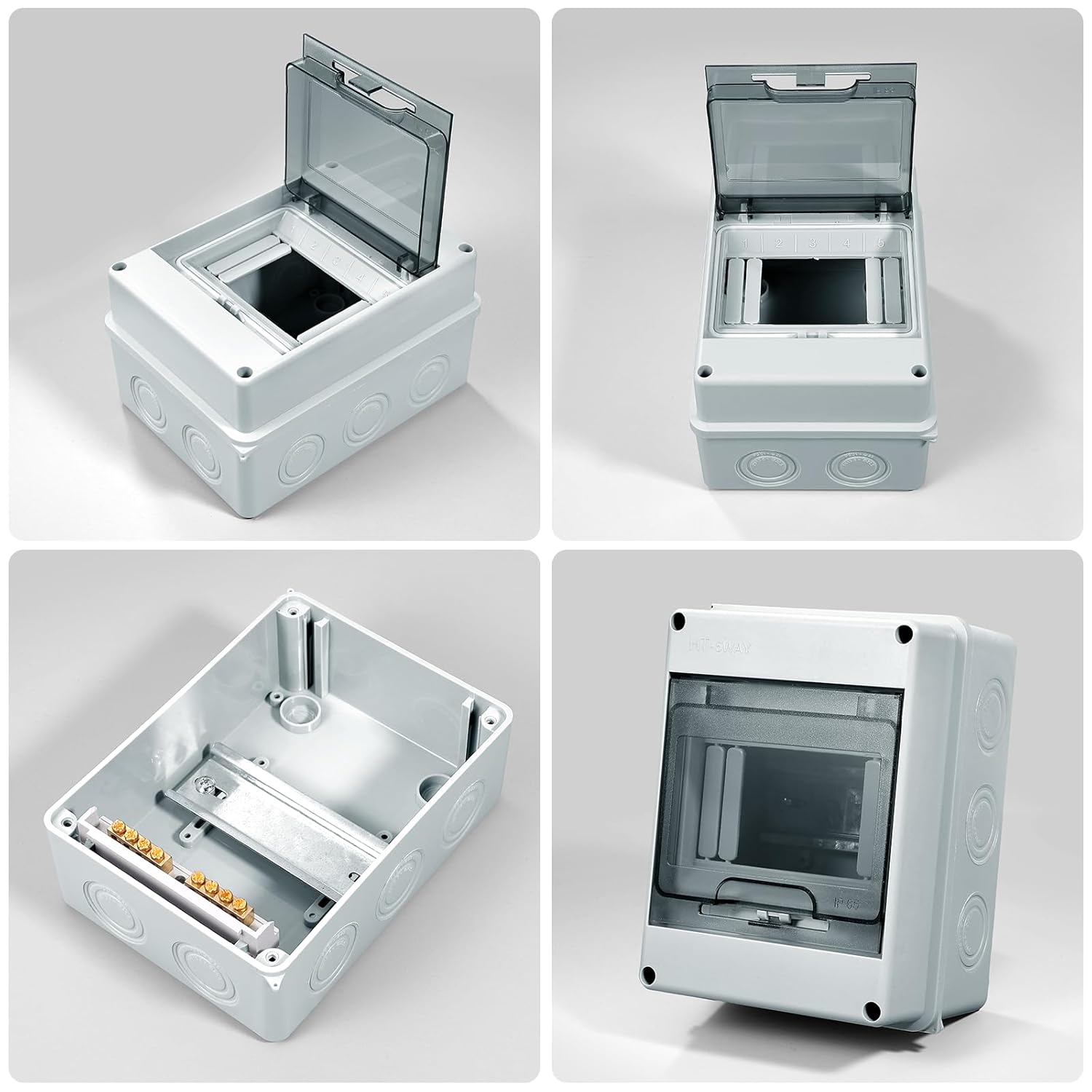 Contenitore elettrico impermeabile per esterni, scatola di distribuzione a montaggio superficiale IP65 con 5 moduli e terminali, superficie in plastic - 3