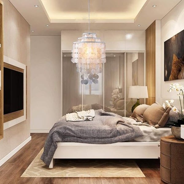 Lampadario in per soggiorno, lampada da soffitto a forma di campana a conchiglia E27, filo di sospensione regolabile - Sorgente luminosa non inclusa - 5