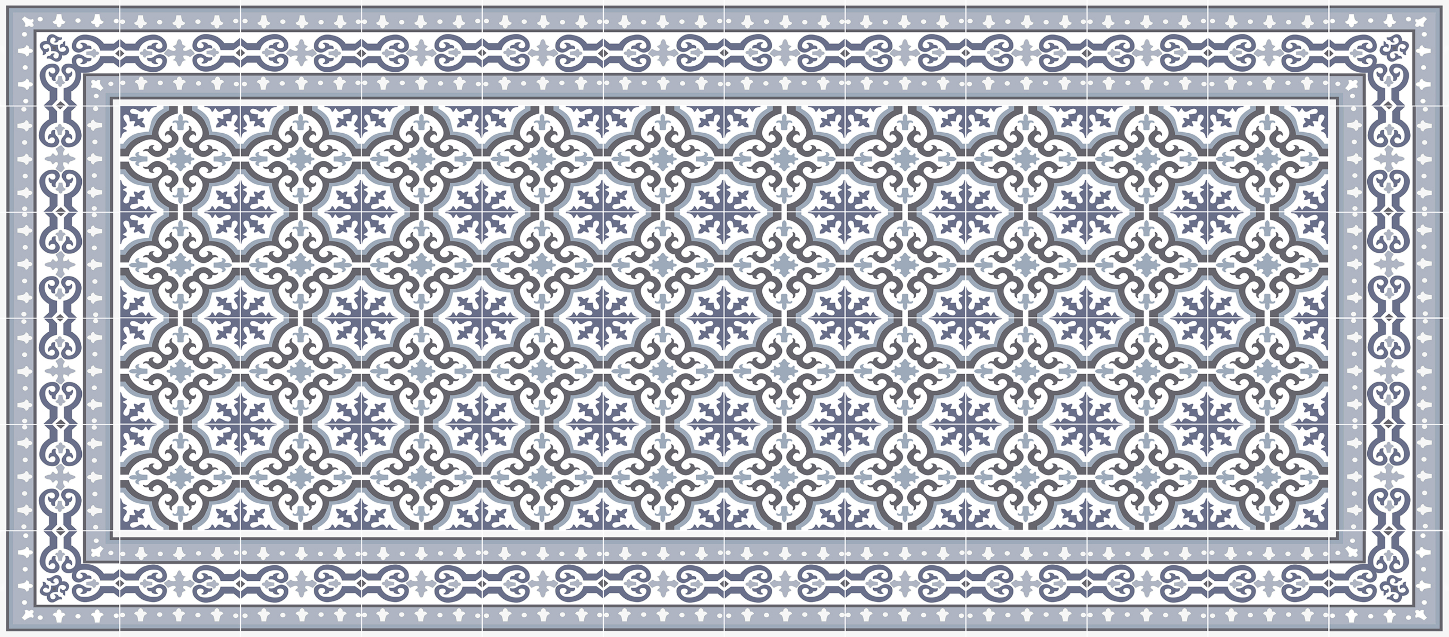Alfombra de vinilo jeanette 66x150 cm - pvc antideslizante, vinilica para cocina o salón, lavable, estilo hidraúlico