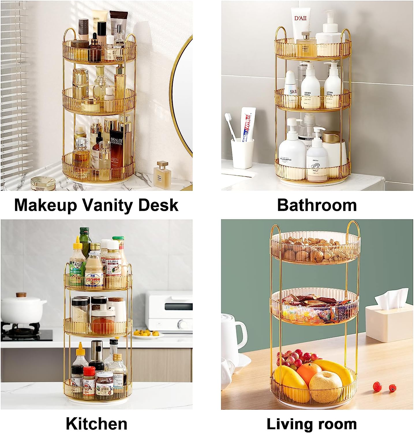 Boîte de rangement de maquillage rotative à 360 degrés, organisateur de maquillage, étagère de rangement de maquillage - 5
