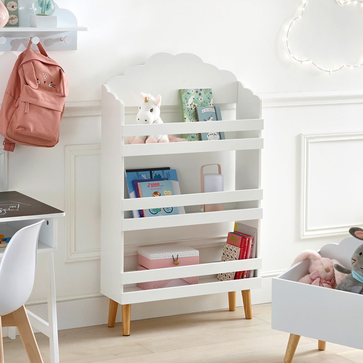 Bibliothèque pour Chambre enfant en MDF Blanc H. 100 x l. 58 x P. 18 cm - 2