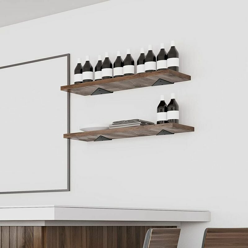 4 Pièces Supports d'étagère Flottants, Supports à Tablettes Muraux Triangulaires Invisibles, Equerre Etagere Murale Métal pour étagère - 4