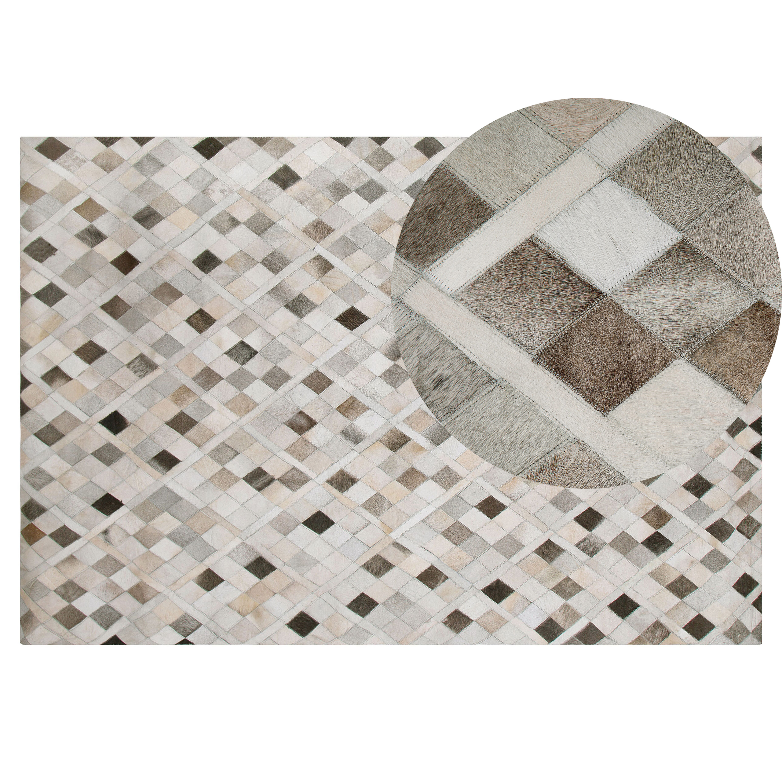 Beliani alfombra de piel de vaca gris/beige/negro 140 x 200 cm hirka