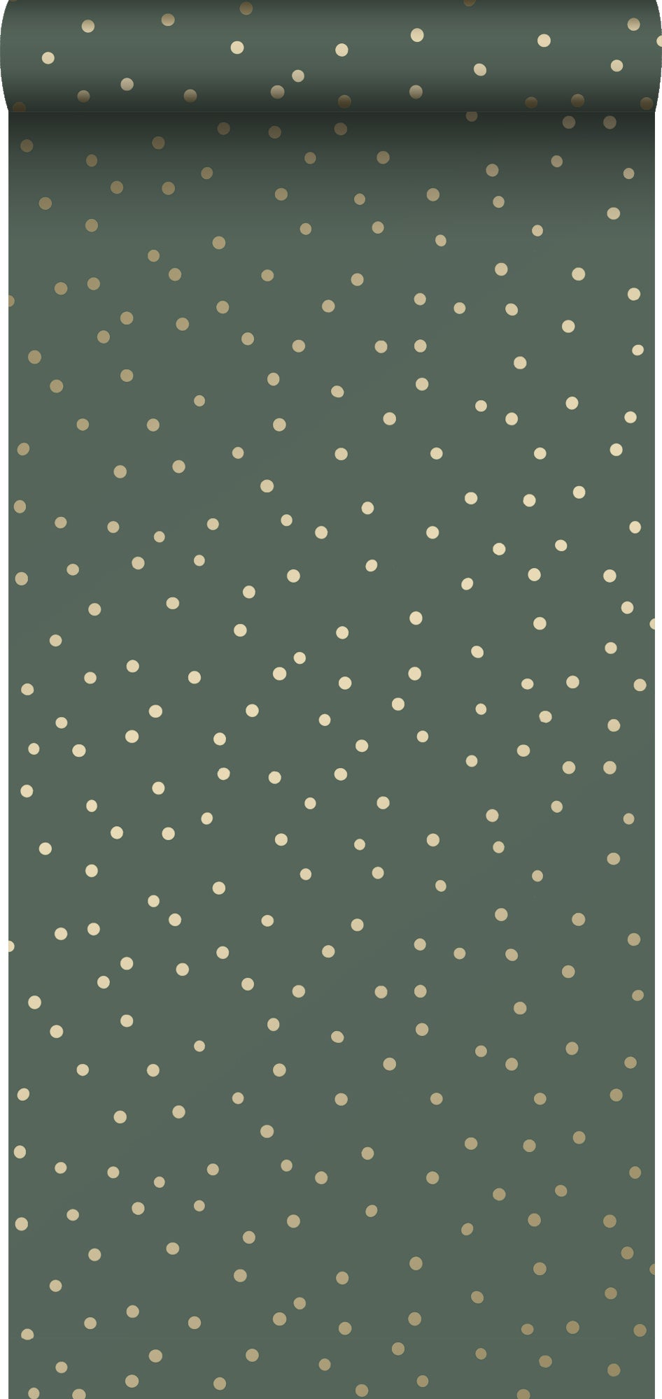 Tapeta kropki ciemnej zieleniIzłotym - 53 cm x 10.05 m - ESTAHOME