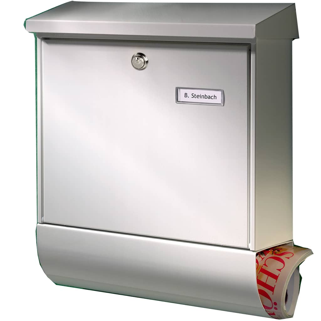 Burg-Wächter Vario 86720 Si Steel Mailbox Set With Newspaper Box - Silver, Made In Germany - View #12